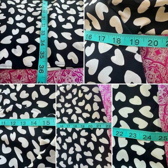 Ann Taylor Medium Knee Length Mock Neck Shift Dress Black and White Hearts - Picture 10 of 16